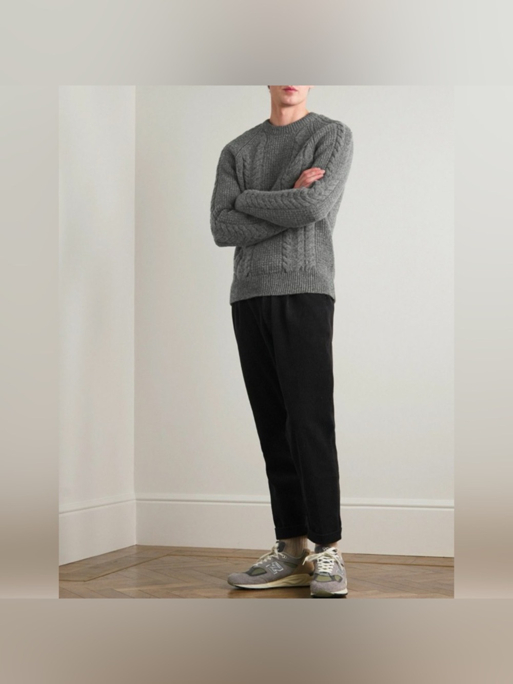 Sunspel Merino Wool Grey
Cable Knit Jumper
$375 Size L